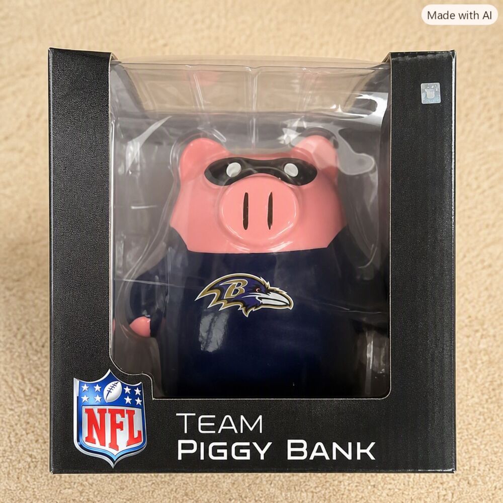 Baltimore Ravens Piggy Bank  Superhero Style   Purple Black  NIB